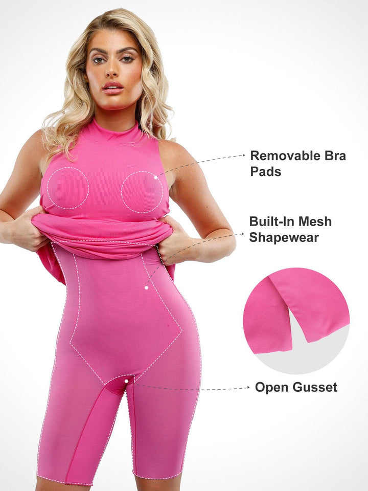 Shapewear Modal Cutaway Mock Neck Slimming Maxi Dress - Modefluss