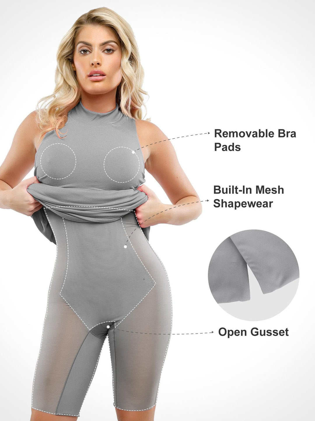 Shapewear Modal Cutaway Mock Neck Slimming Maxi Dress - Modefluss