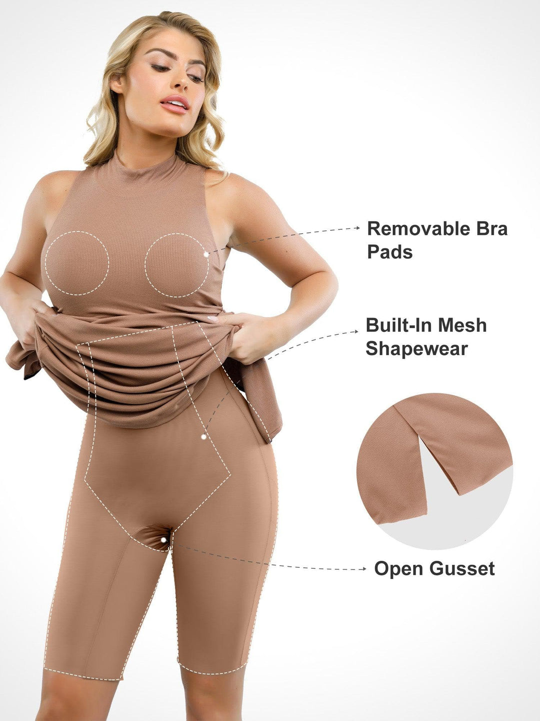 Shapewear Modal Sleeveless Mock Neck Slimming Maxi Dress - Modefluss
