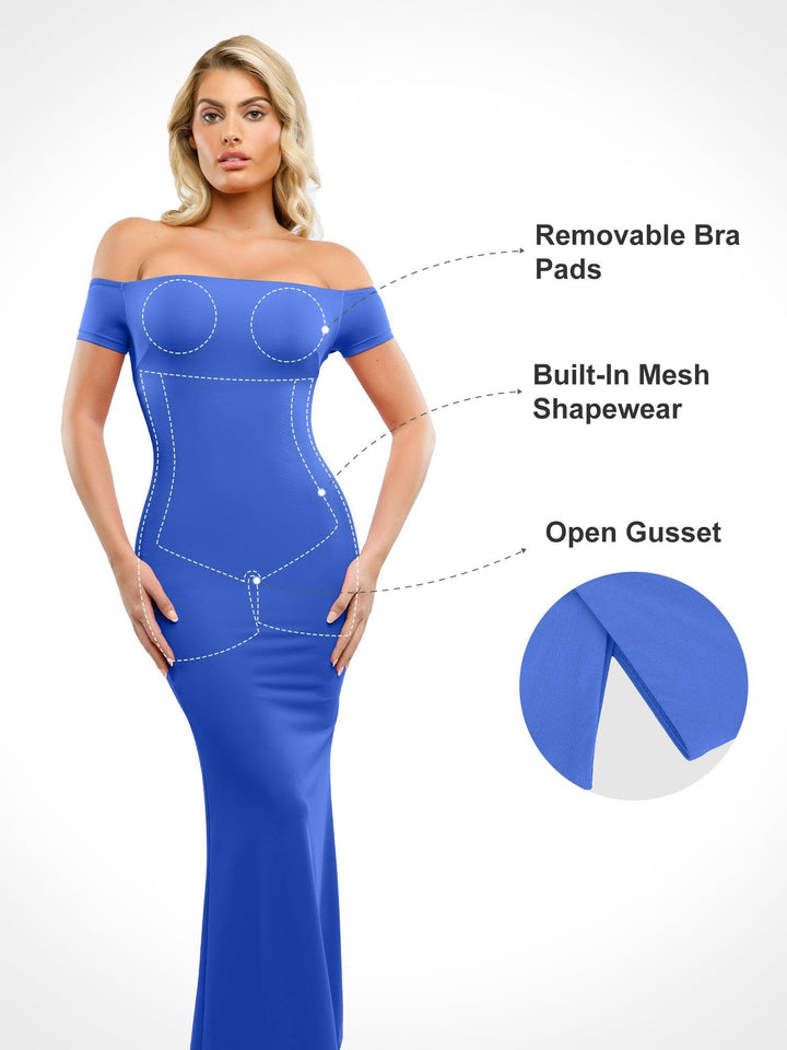Shapewear Off-Shoulder Tummy Control Smoothing Maxi Dress - Modefluss