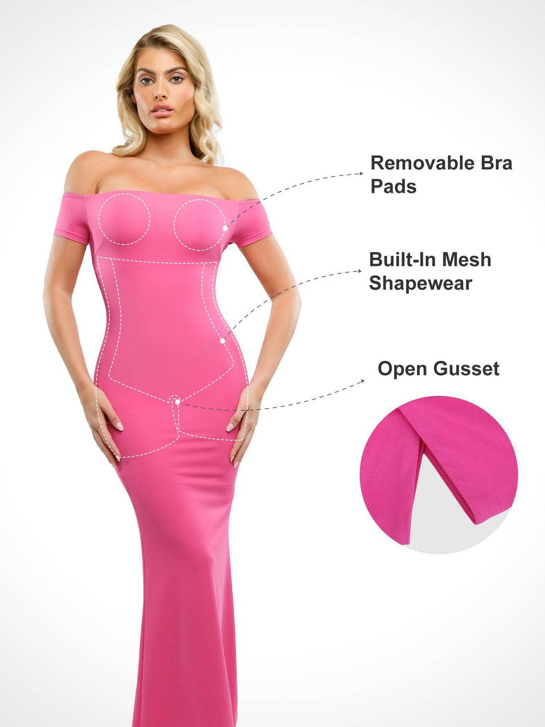 Shapewear Off-Shoulder Tummy Control Smoothing Maxi Dress - Modefluss