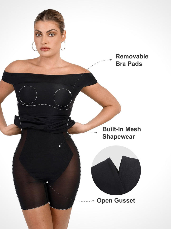 Shapewear Off-the-Shoulder Bodycon Mini Dress - Modefluss