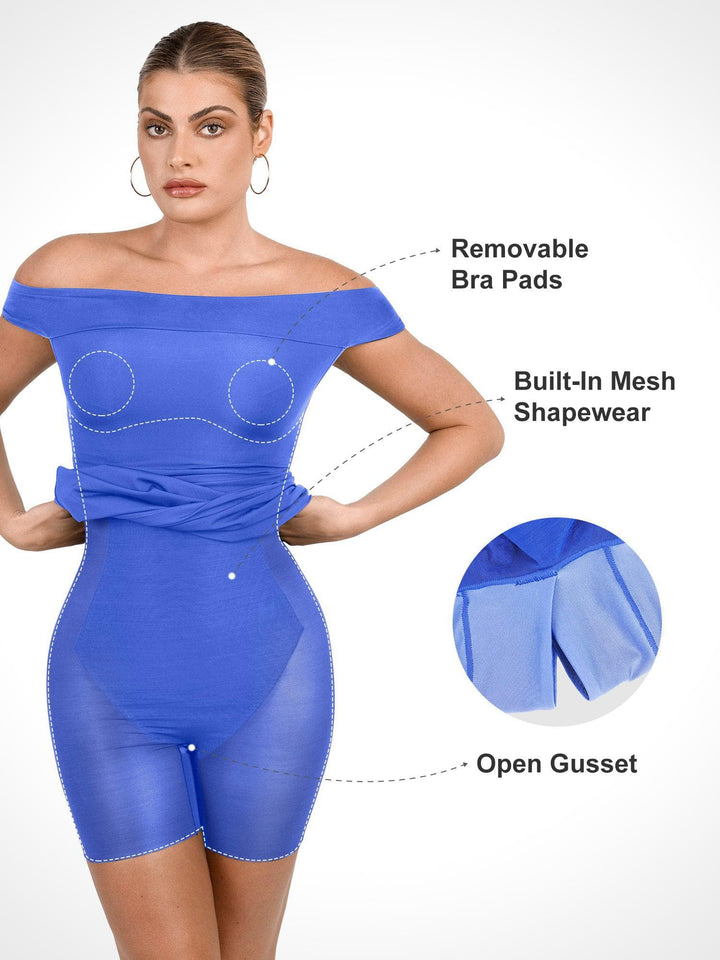 Shapewear Off-the-Shoulder Bodycon Mini Dress - Modefluss