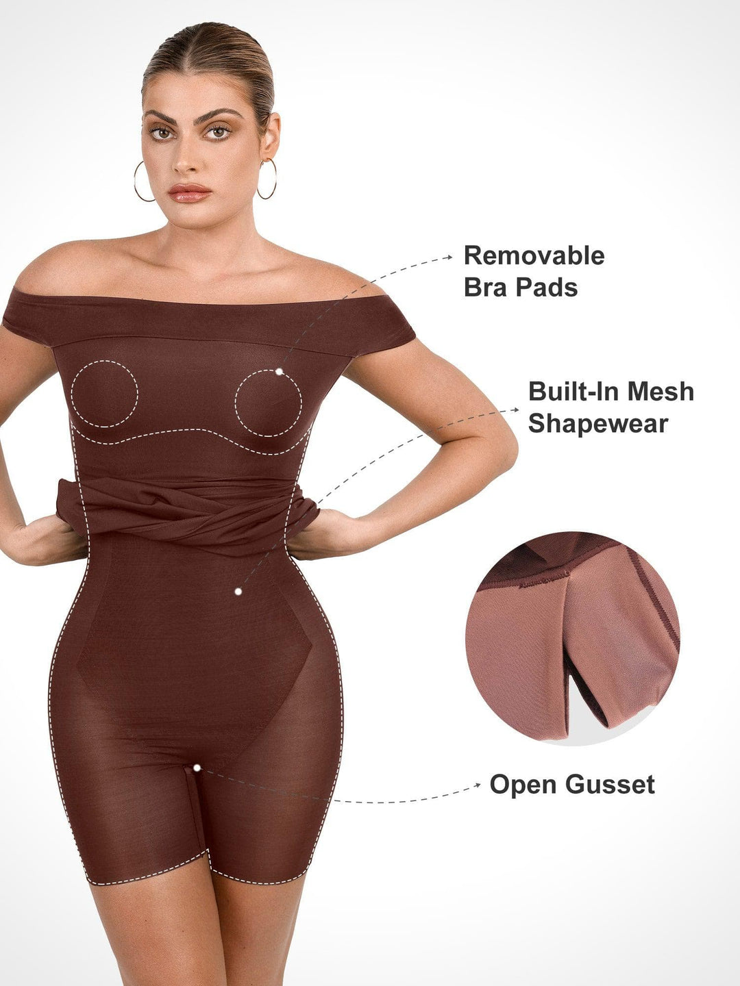 Shapewear Off-the-Shoulder Bodycon Mini Dress - Modefluss