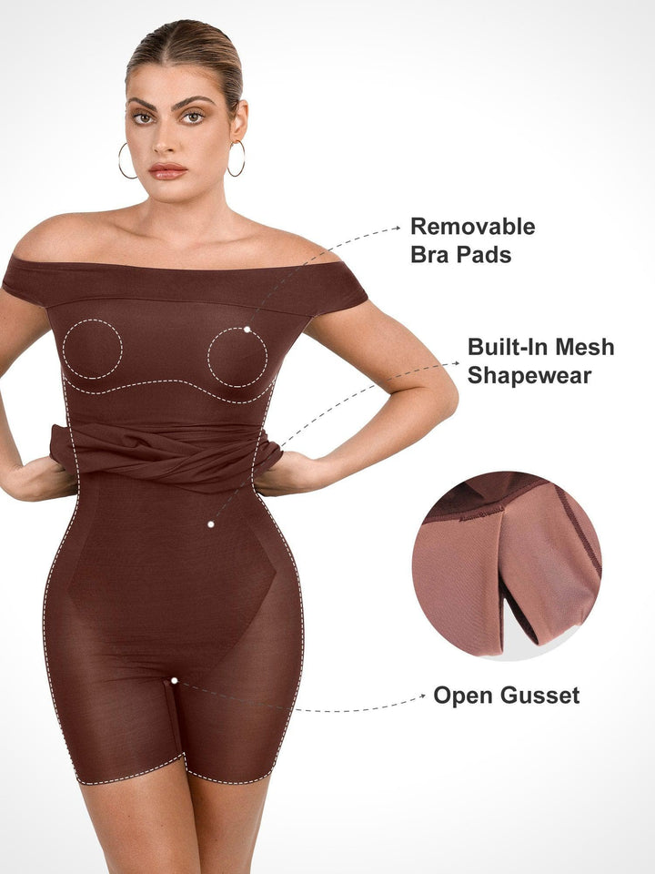 Shapewear Off-the-Shoulder Bodycon Mini Dress - Modefluss