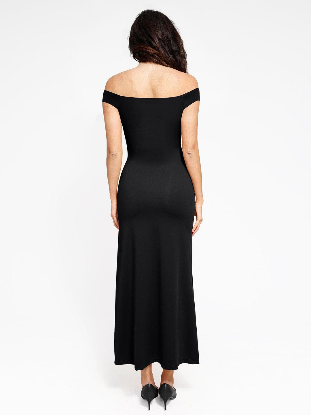 Shapewear Off-the-Shoulder Side Slit Slimming Maxi Dress - Modefluss