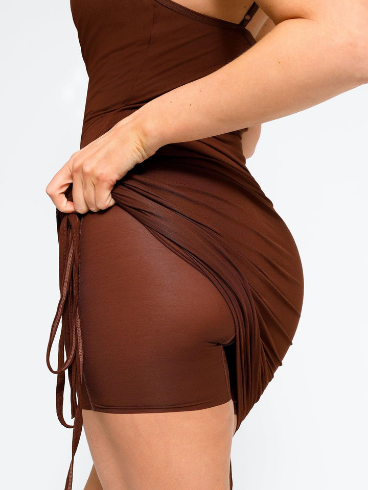 Shapewear Ruched Modal Bodycon Mini Slip Dress - Modefluss