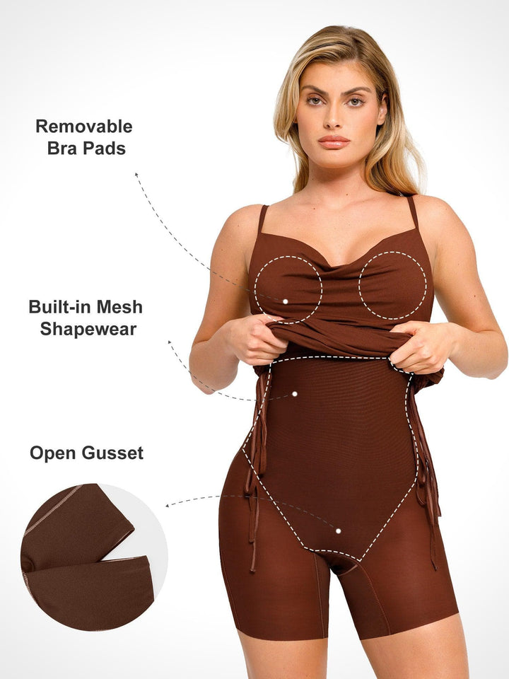 Shapewear Ruched Modal Bodycon Mini Slip Dress - Modefluss
