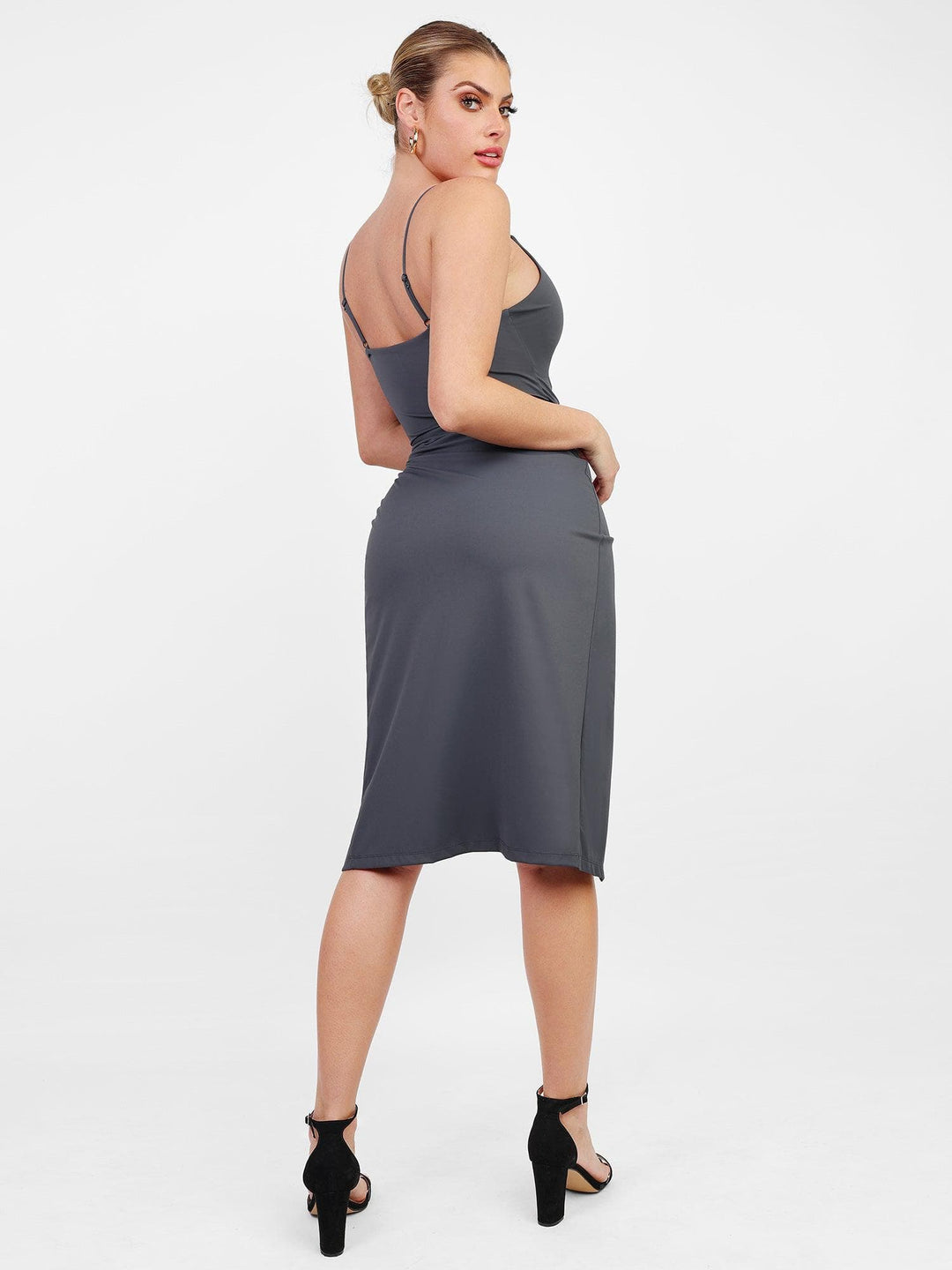 Shapewear Sculpting Wrap Midi Slip Dress - Modefluss