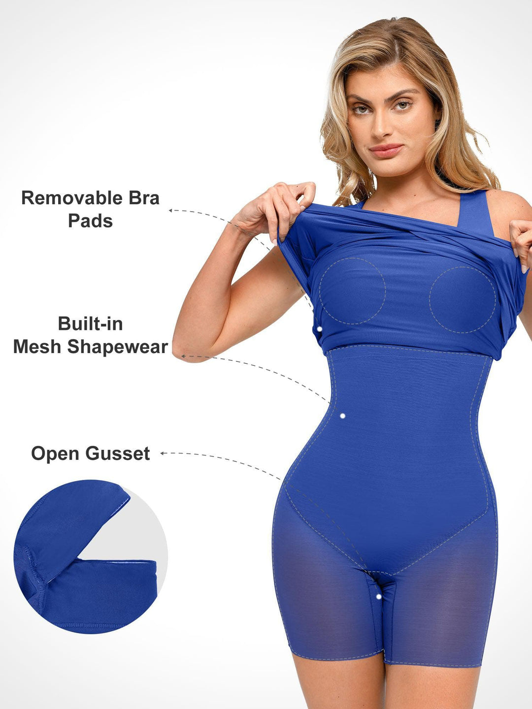 Shapewear Square Neck Sleeveless Ruched Bodycon Mini Dress - Modefluss