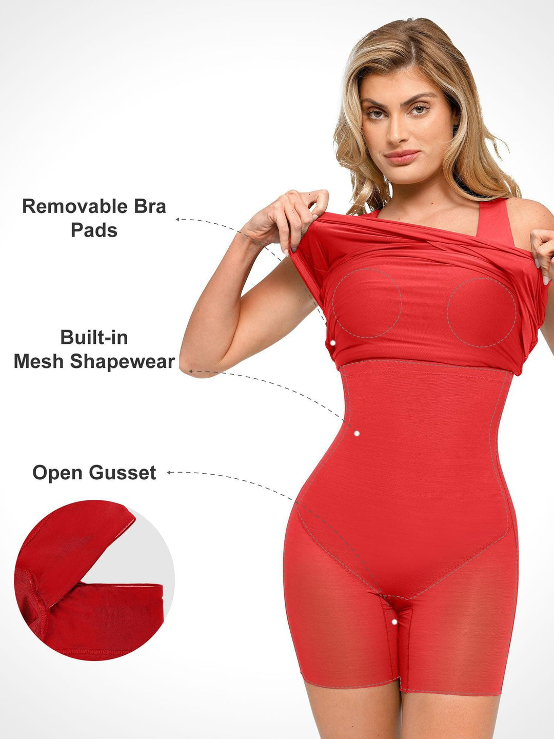 Shapewear Square Neck Sleeveless Ruched Bodycon Mini Dress - Modefluss