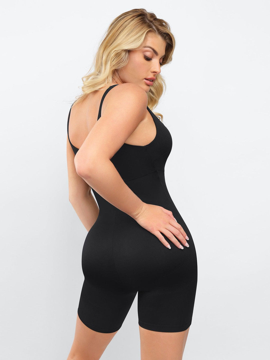 Shapewear Square Neck Slimming Mid-Thigh Workout Romper - Modefluss