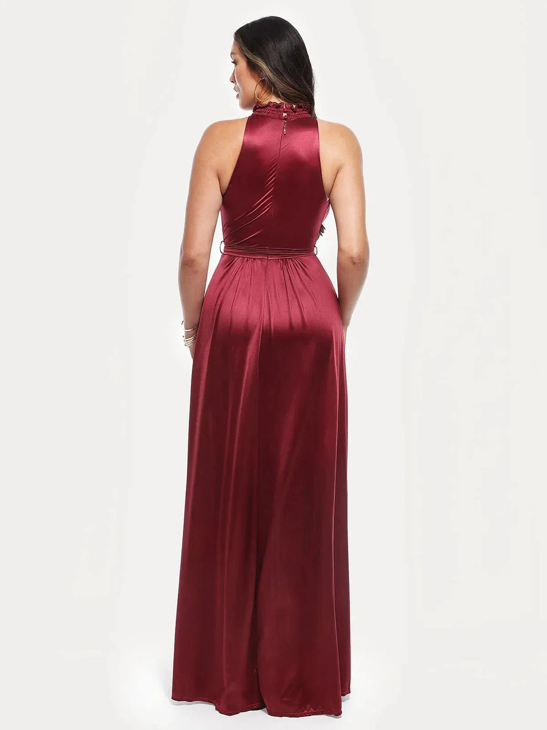 Draped High Neck Sculpting Floral-Print Maxi Dress - Modefluss