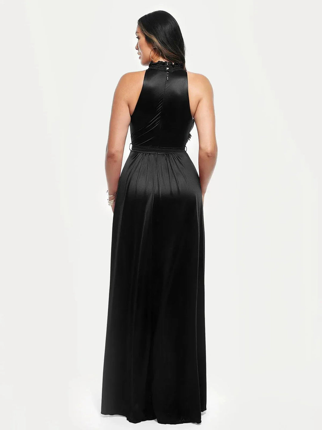 Draped High Neck Sculpting Floral-Print Maxi Dress - Modefluss