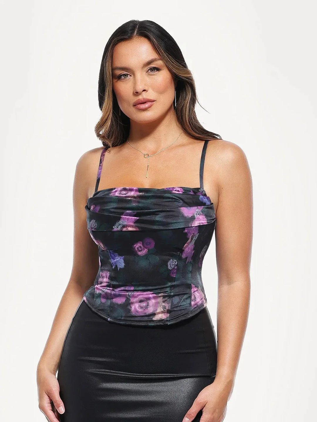 Draped Sculpting Floral-Print Camisole Top - Modefluss