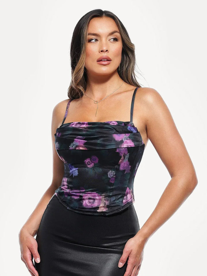 Draped Sculpting Floral-Print Camisole Top - Modefluss
