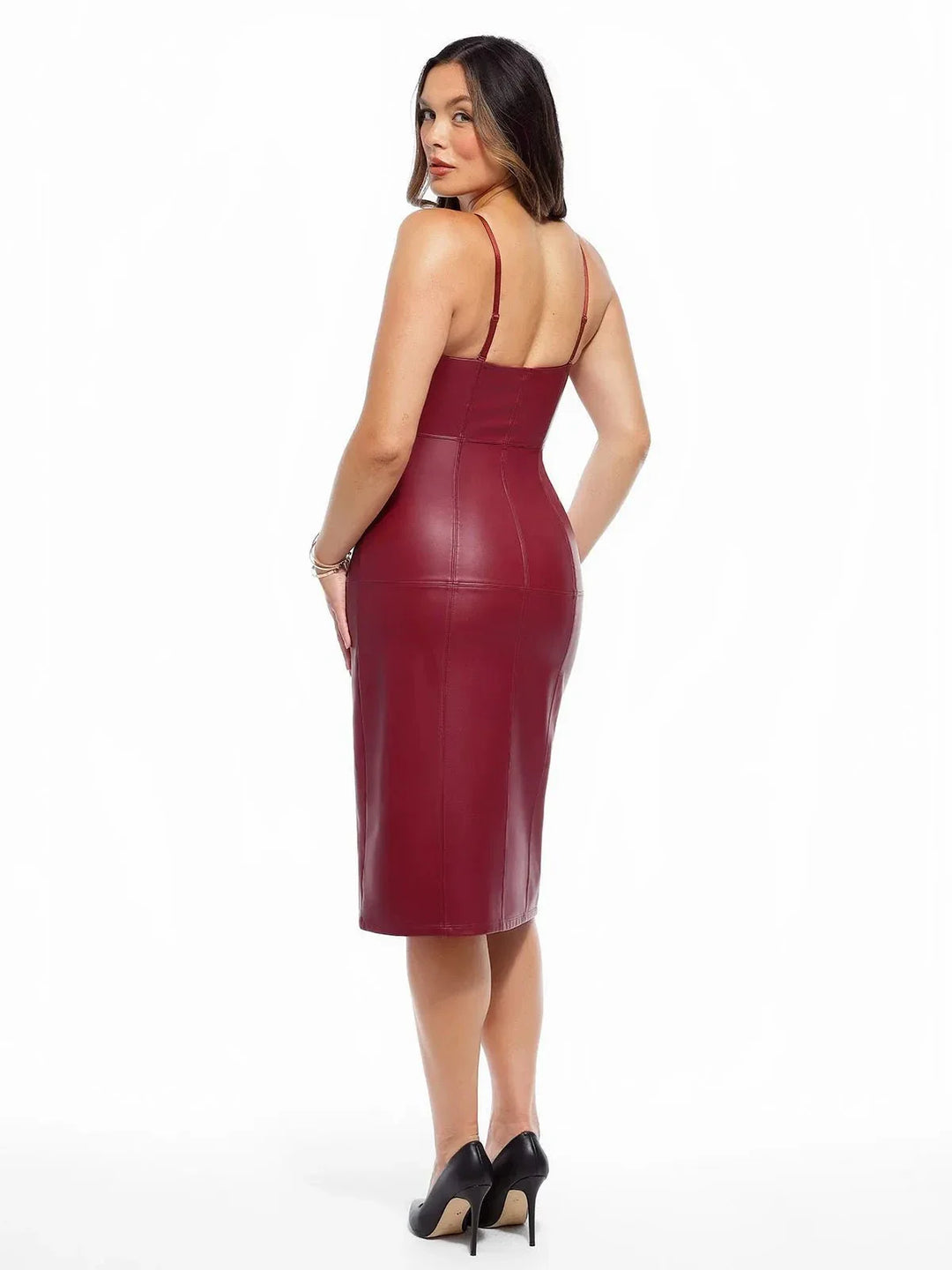 Dual-Wear Sculpting Faux Leather Dress - Modefluss