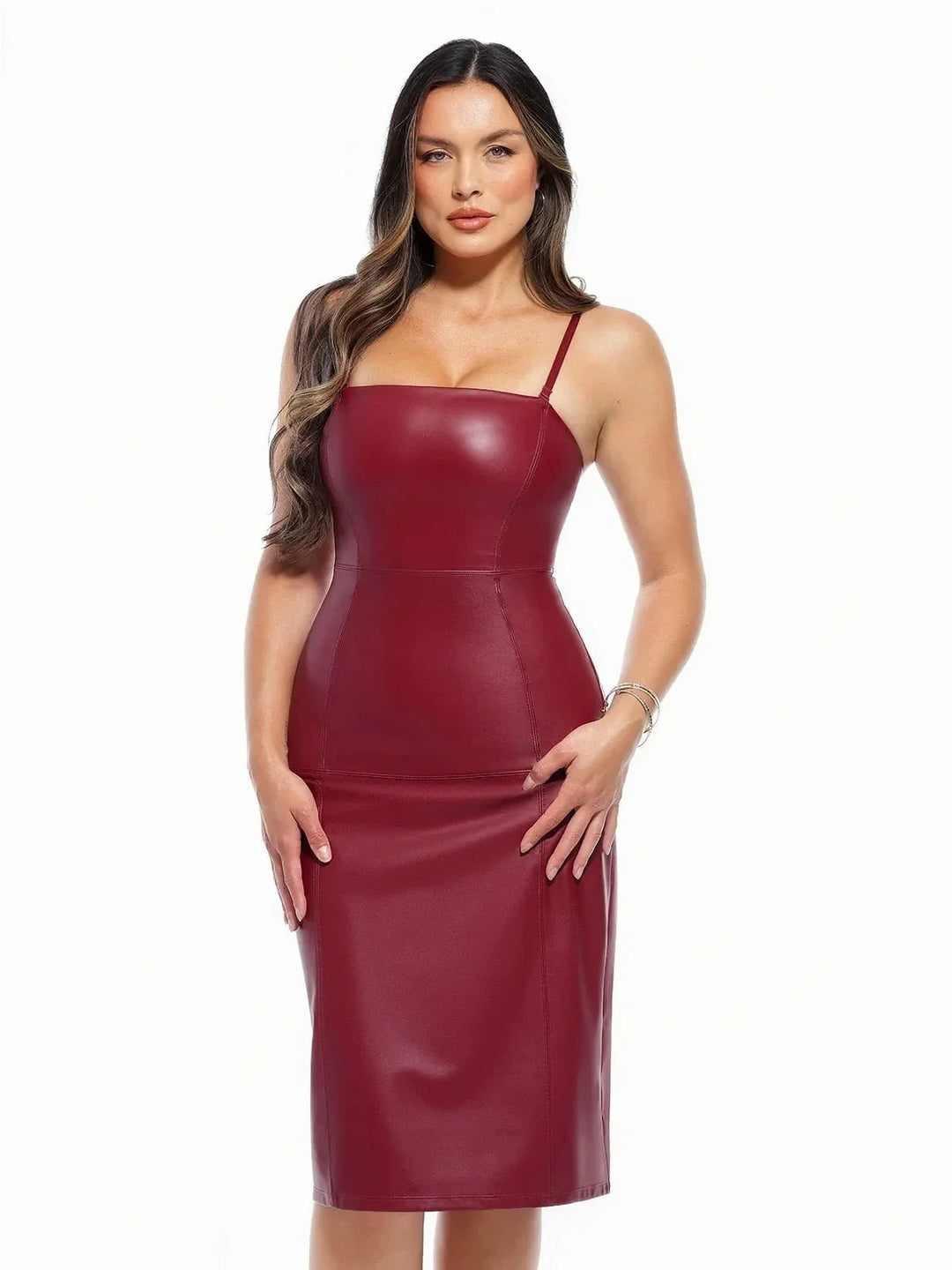 Dual-Wear Sculpting Faux Leather Dress - Modefluss