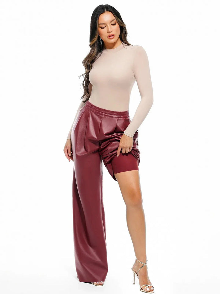 Faux Leather High Waisted Wide Leg Pants - Modefluss