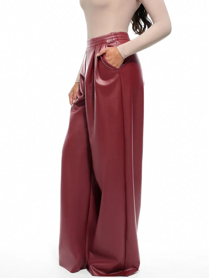 Faux Leather High Waisted Wide Leg Pants - Modefluss
