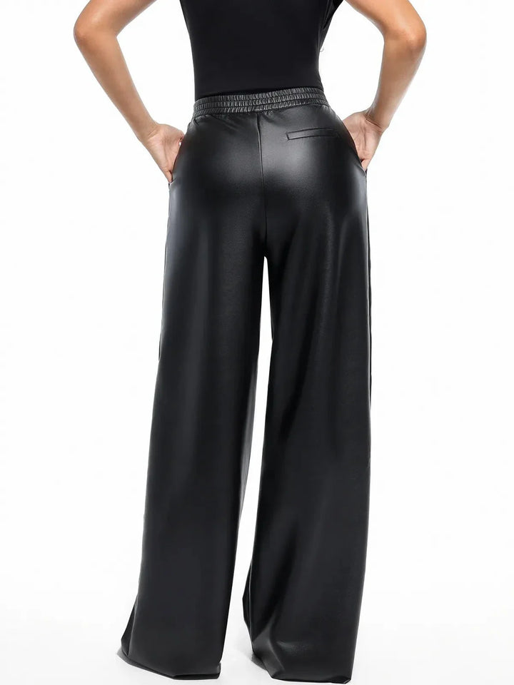 Faux Leather High Waisted Wide Leg Pants - Modefluss