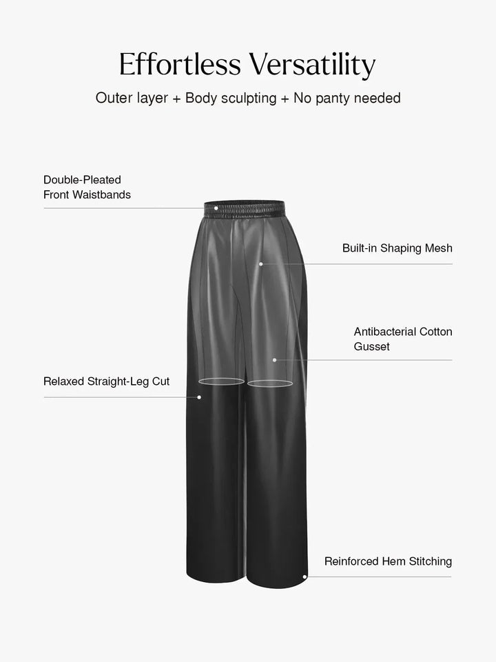 Faux Leather High Waisted Wide Leg Pants - Modefluss