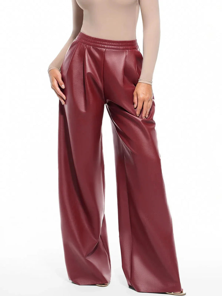 Faux Leather High Waisted Wide Leg Pants - Modefluss