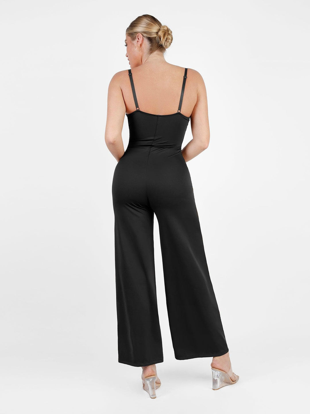 Shapewear Lace Deep V-Neck Sculpting Wide Leg Jumpsuit - Modefluss