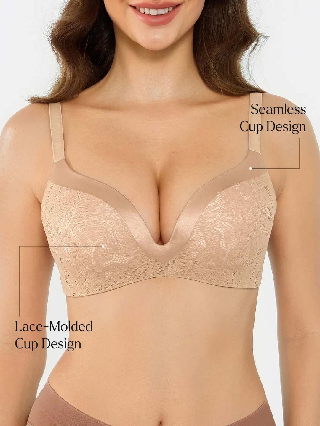Lace Full Coverage Comfort Sculpting Plunge Bra - Modefluss