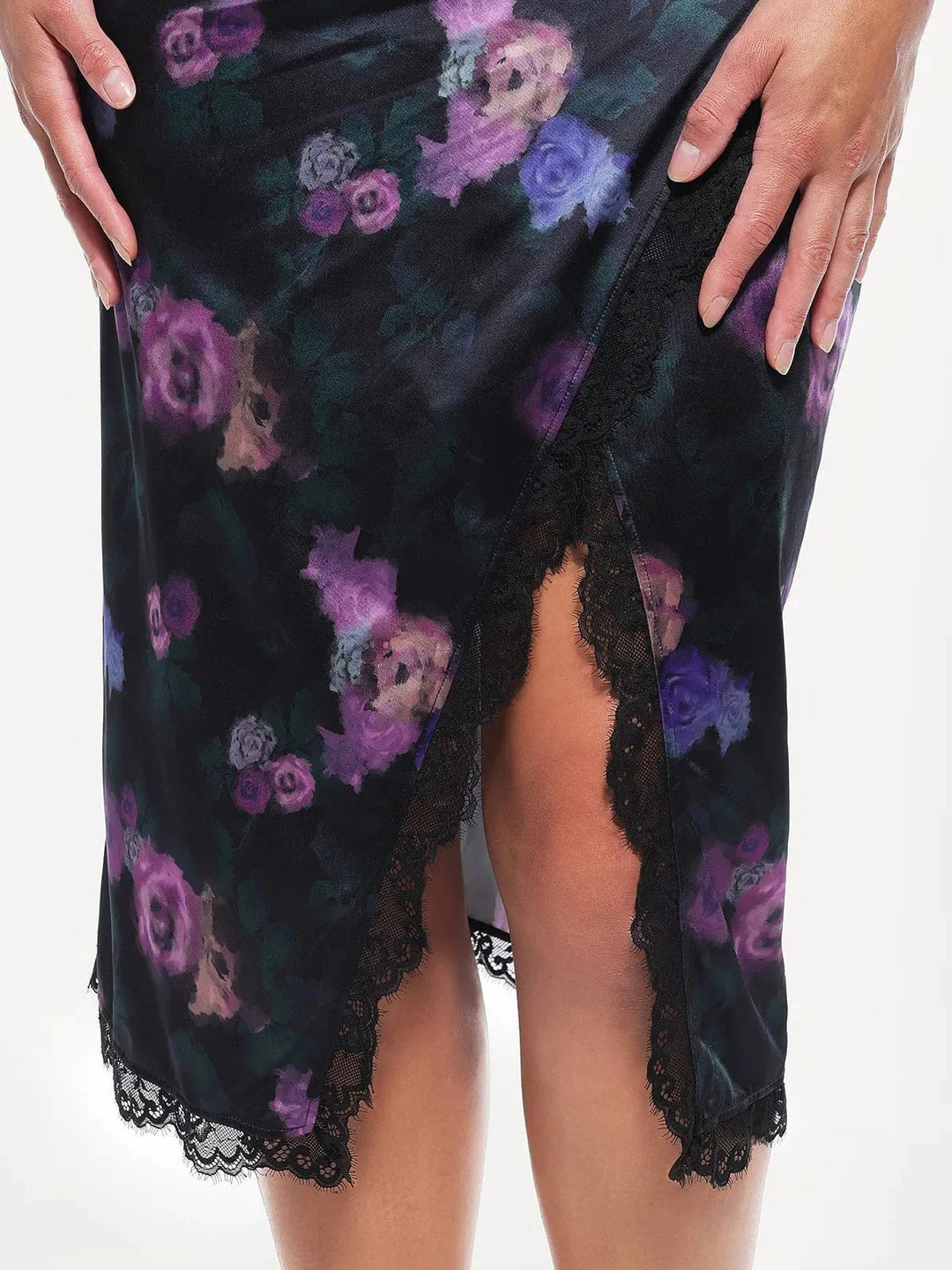 Lace Trim Sculpting Floral-Print Midi Dress - Modefluss