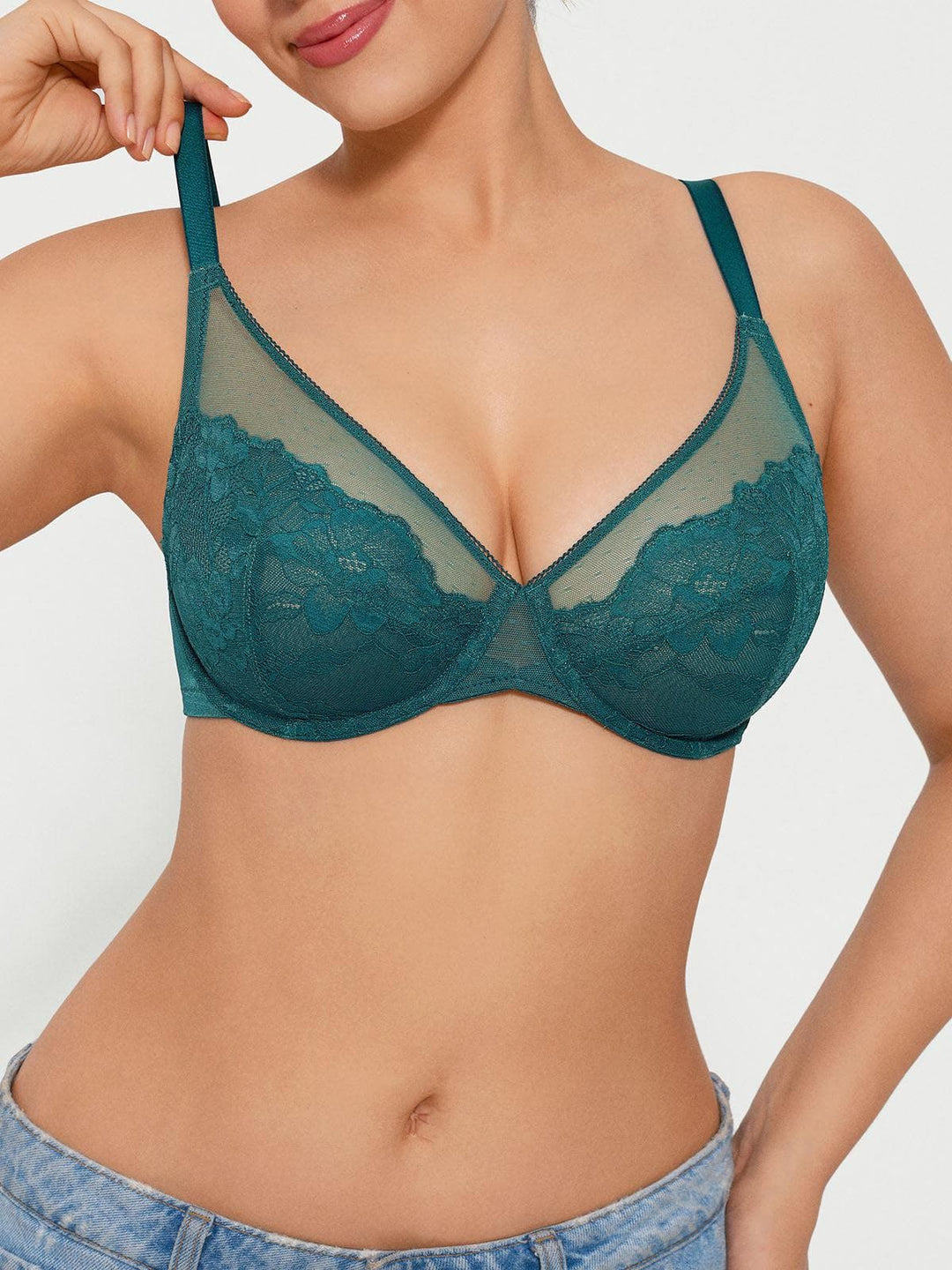 Lightweight Underwire Minimizer Lace Mesh Bra