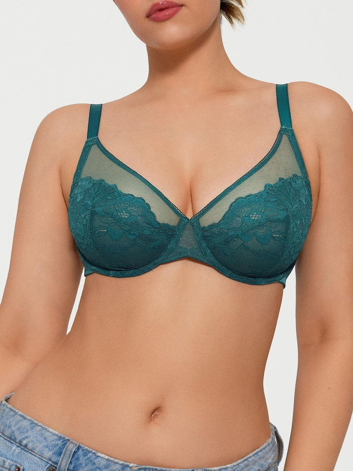 Lightweight Underwire Minimizer Lace Mesh Bra