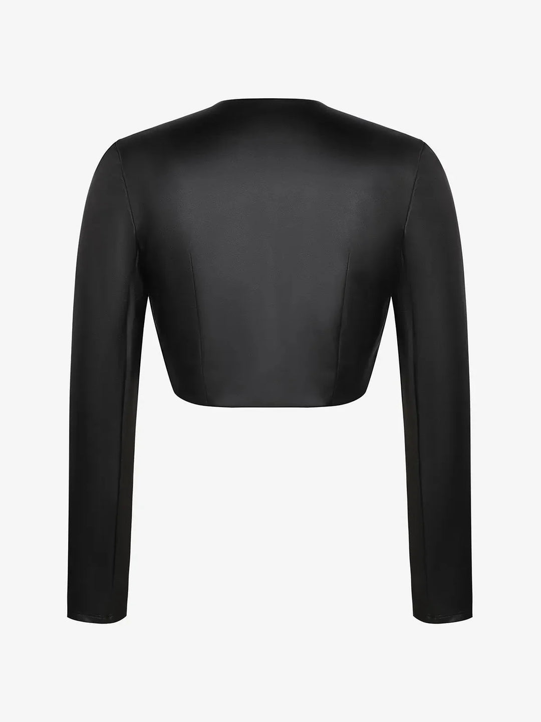 Long Sleeve Faux Leather Bolero Jacket - Modefluss