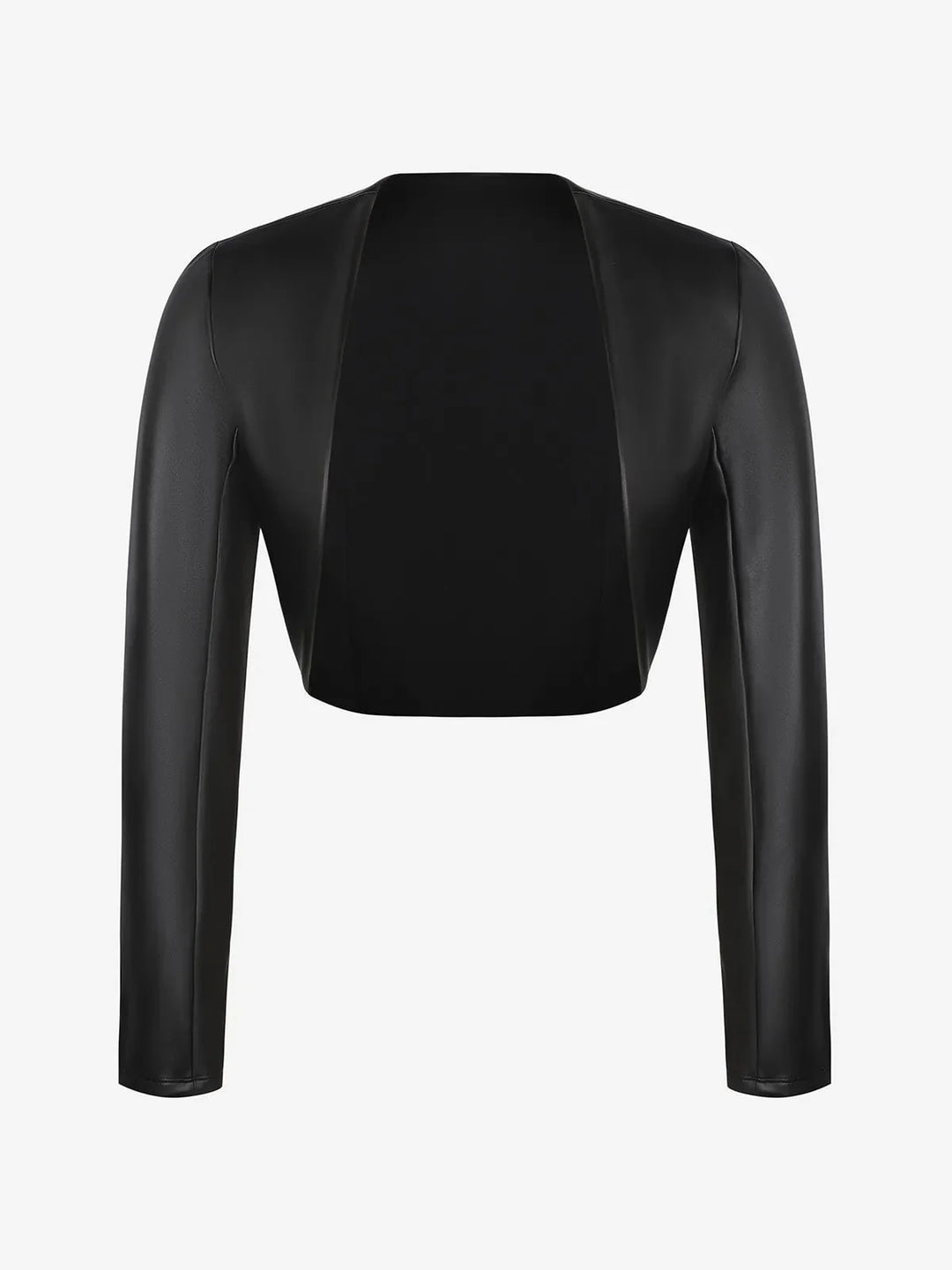 Long Sleeve Faux Leather Bolero Jacket - Modefluss