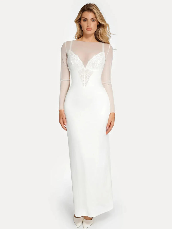 Long Sleeve Sheer Mesh Maxi Cover-Up