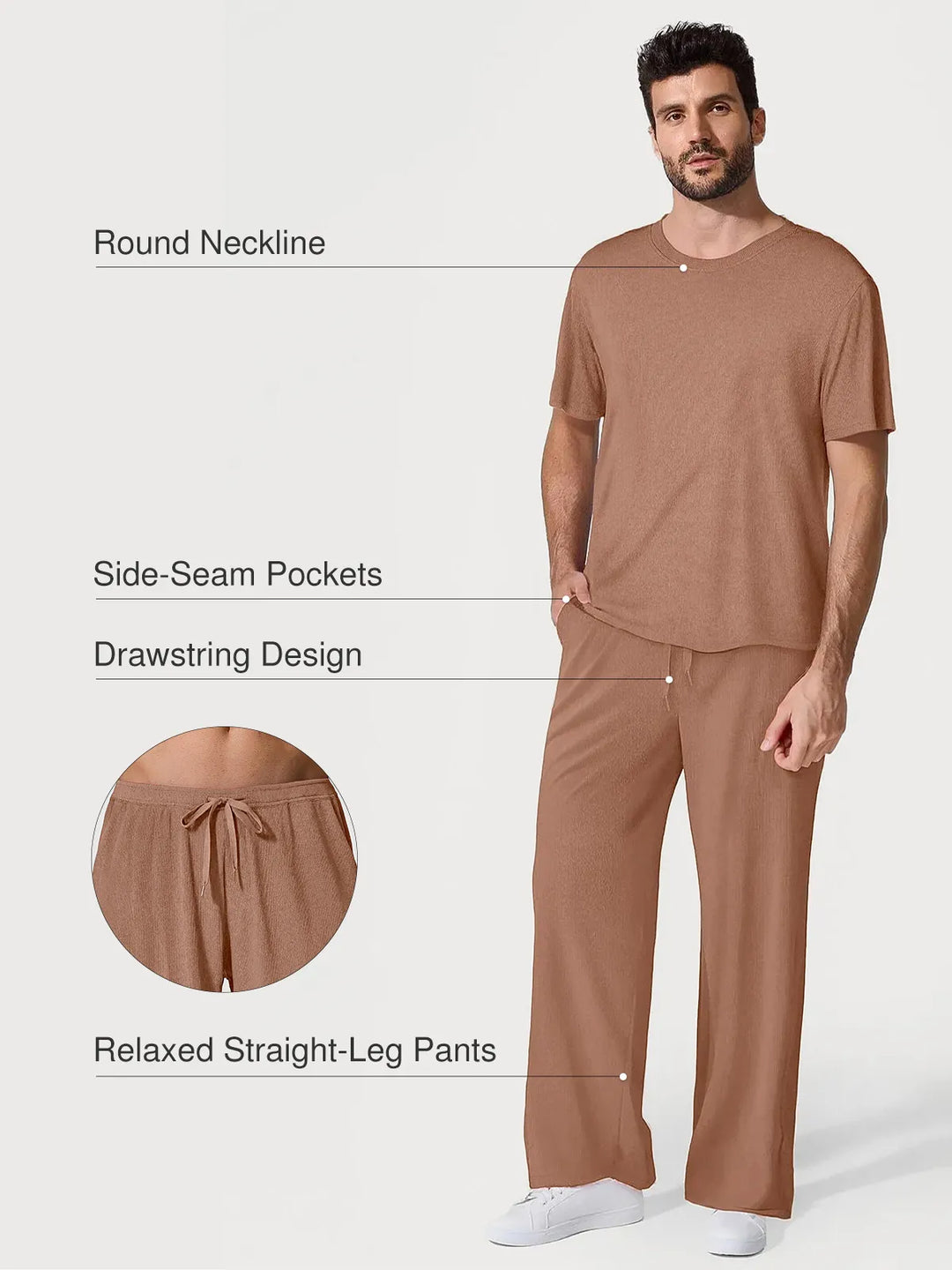 Men's Modal Short Sleeve & Pant PJ Set