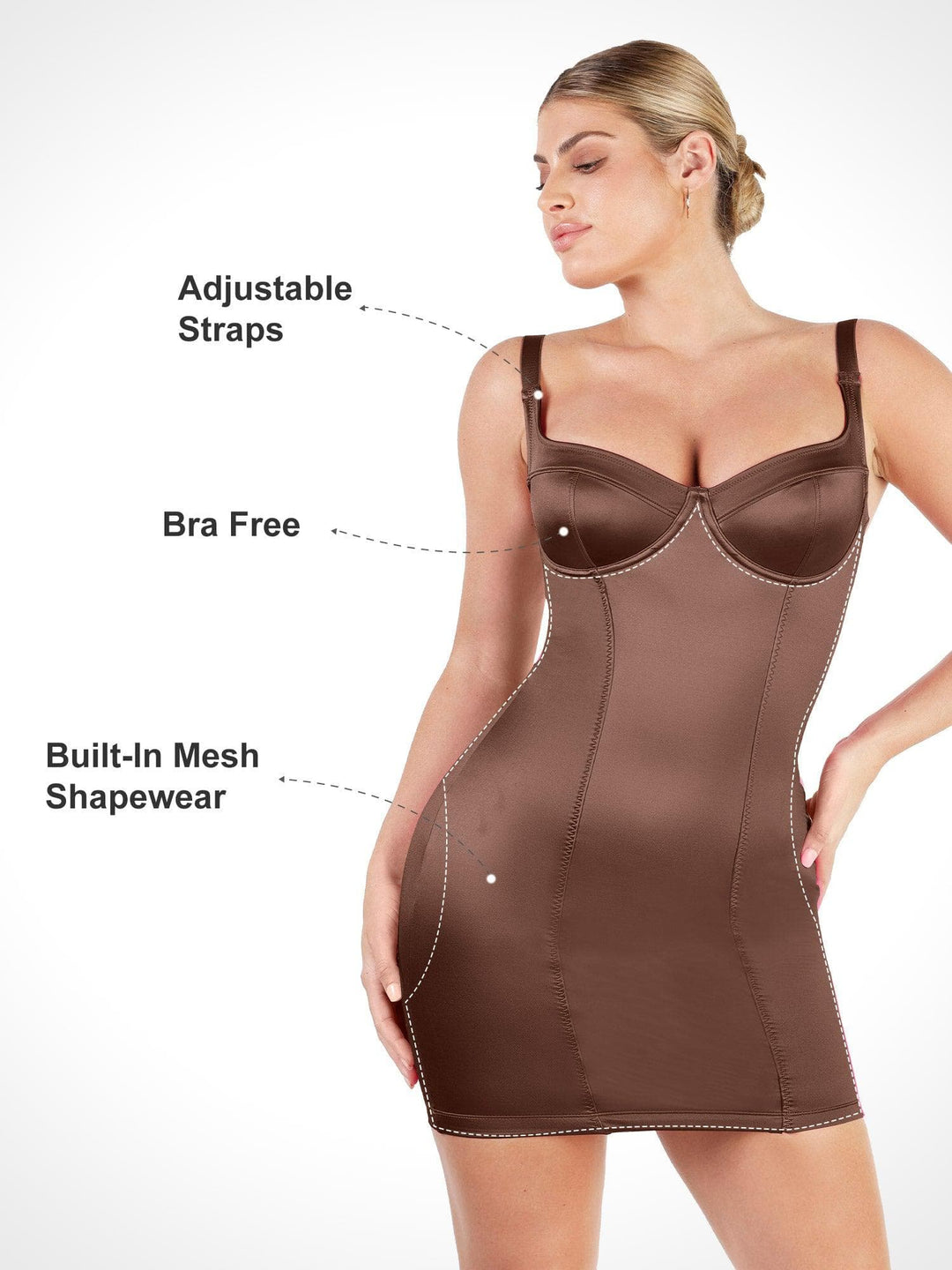 Shapewear Scuplting Satin Bustier Mini Dress - Modefluss