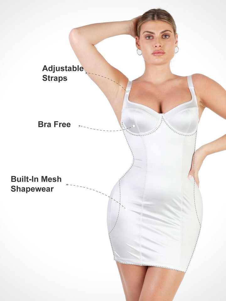 Shapewear Scuplting Satin Bustier Mini Dress - Modefluss