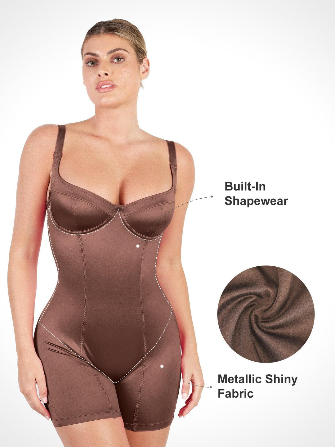 Shapewear Sculpting Shine Mid-Thigh Corset Romper - Modefluss