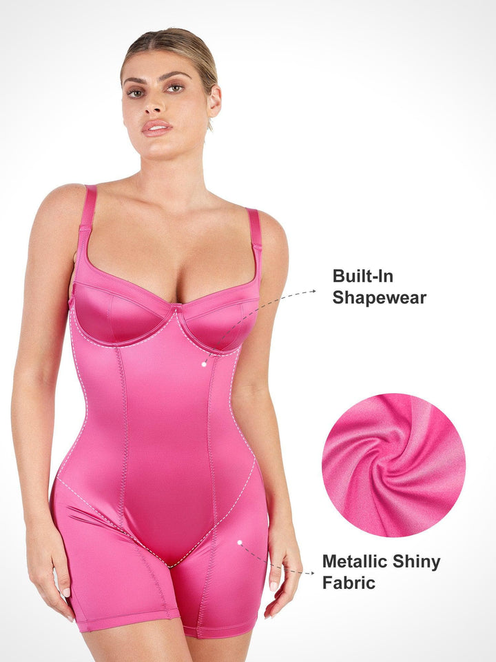 Shapewear Sculpting Shine Mid-Thigh Corset Romper - Modefluss