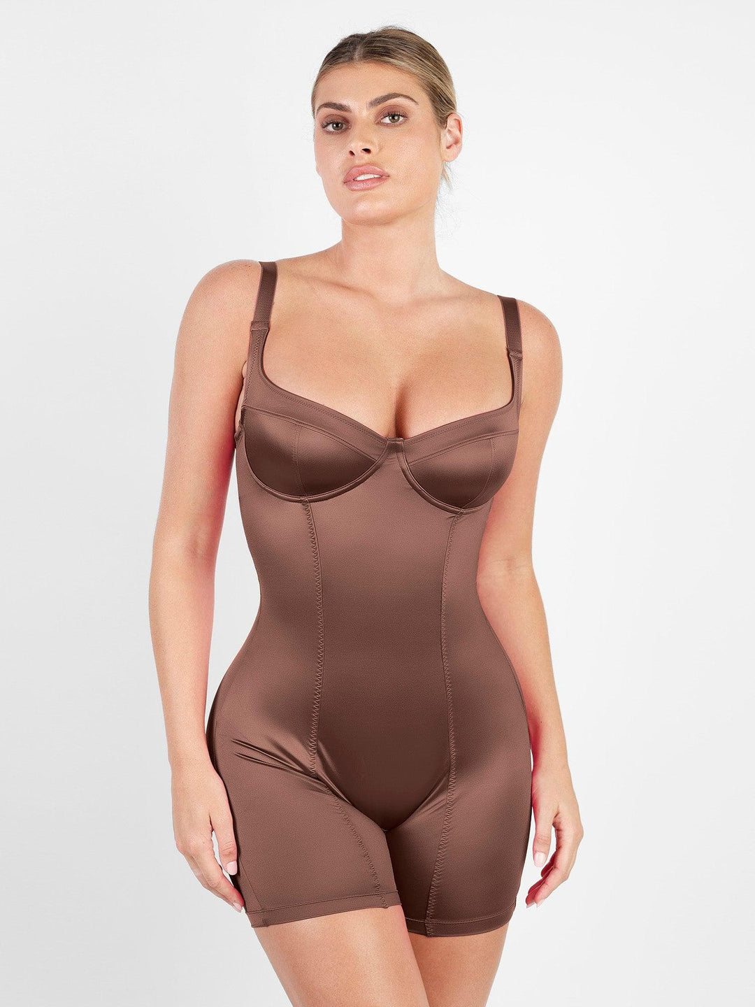 Shapewear Sculpting Shine Mid-Thigh Corset Romper - Modefluss