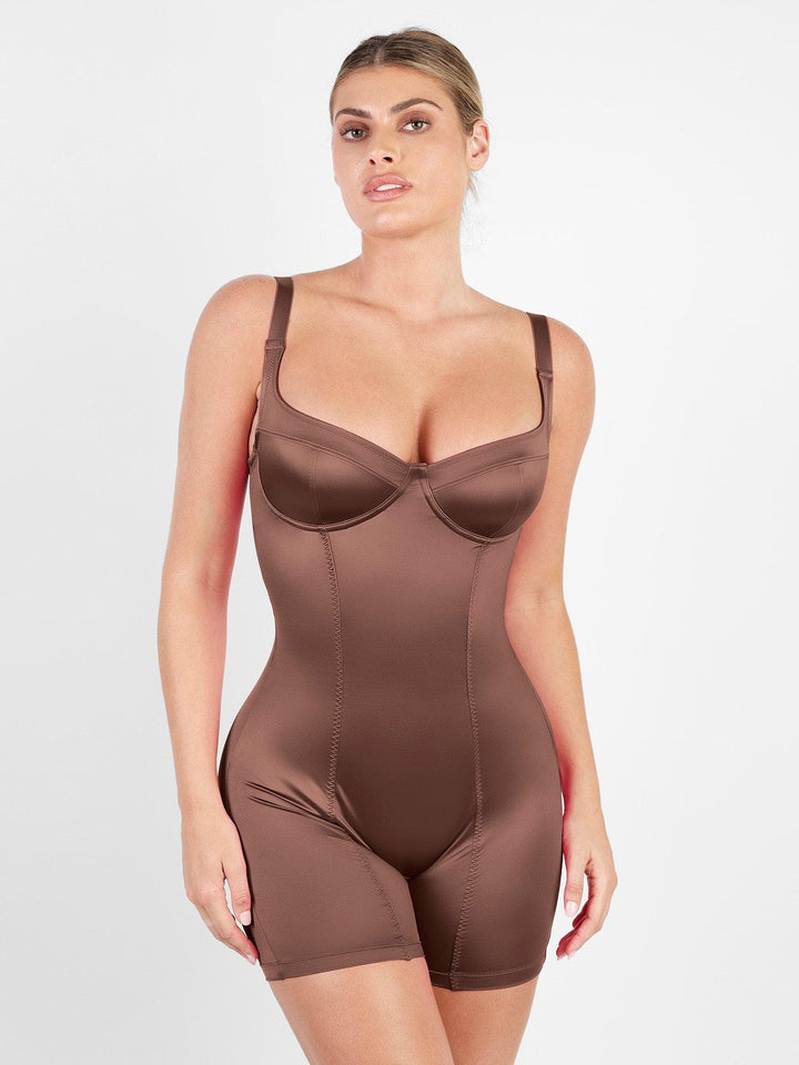 Shapewear Sculpting Shine Mid-Thigh Corset Romper - Modefluss