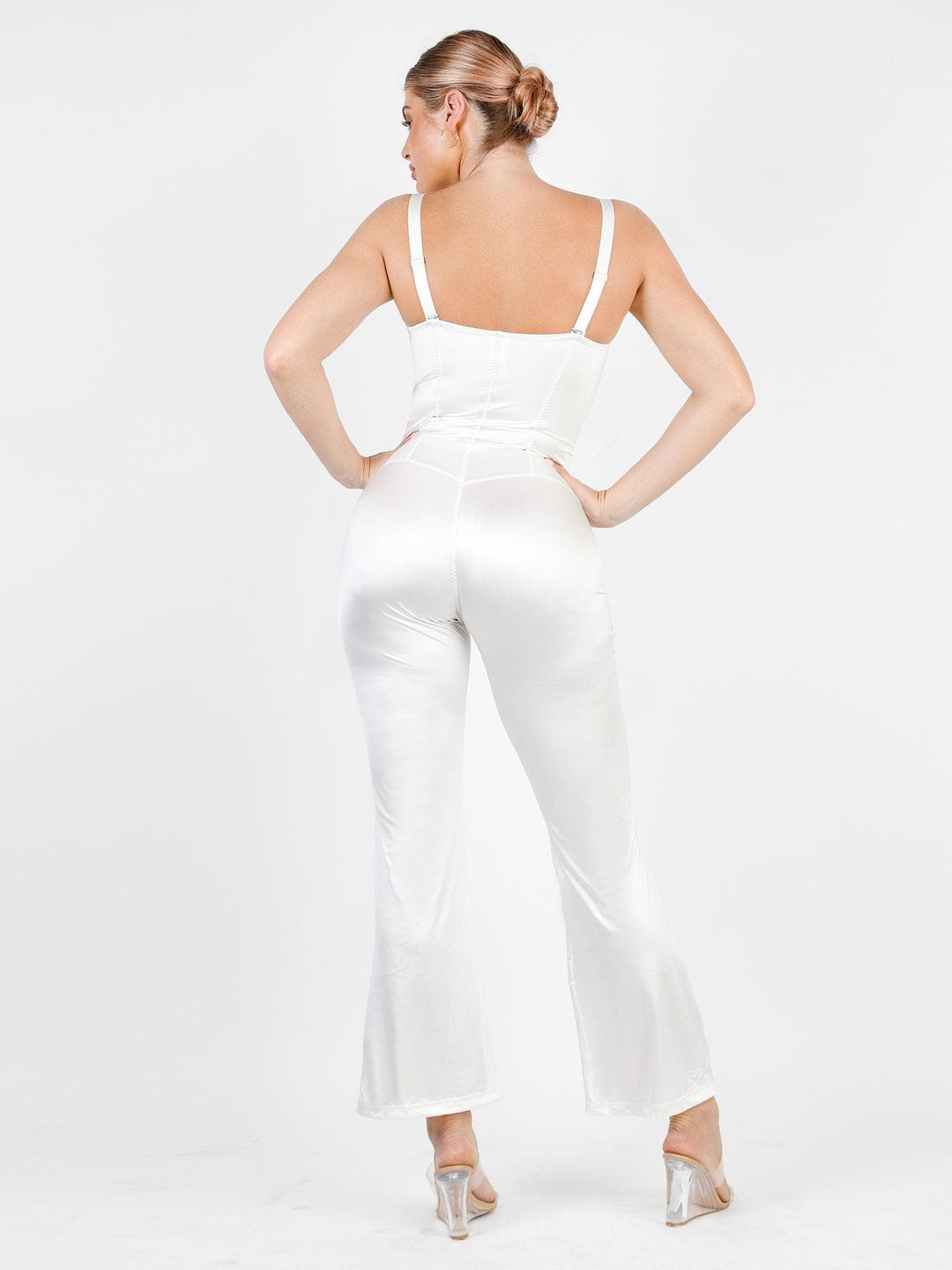 Shapewear Sculpting Shine Flare Leg Corset Jumpsuit - Modefluss