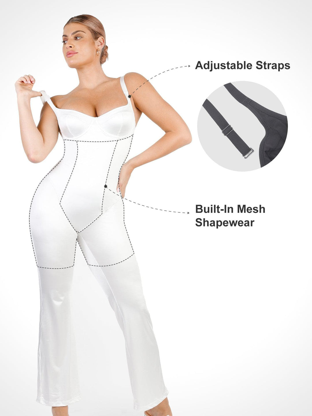 Shapewear Sculpting Shine Flare Leg Corset Jumpsuit - Modefluss