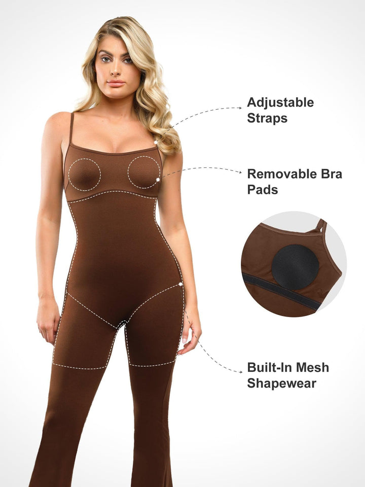 Shapewear Butt Lift Flare Leg Strappy Jumpsuit - Modefluss