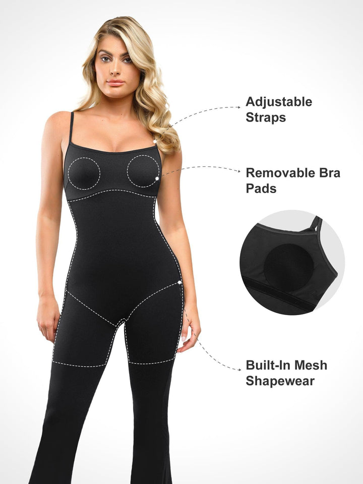 Shapewear Butt Lift Flare Leg Strappy Jumpsuit - Modefluss