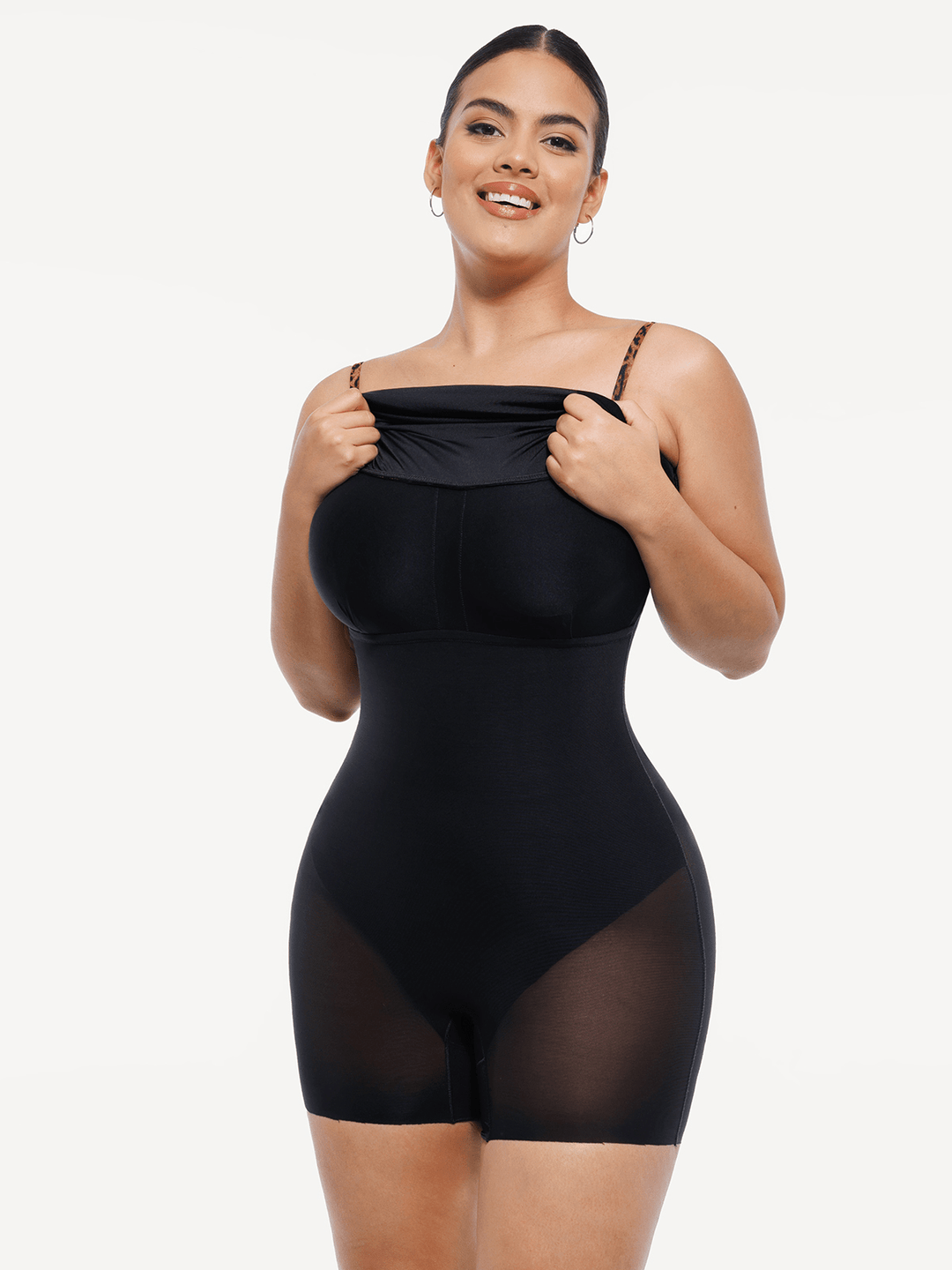 Shapewear Mesh Tummy Control Adjustable Strap Slip Dress - Modefluss