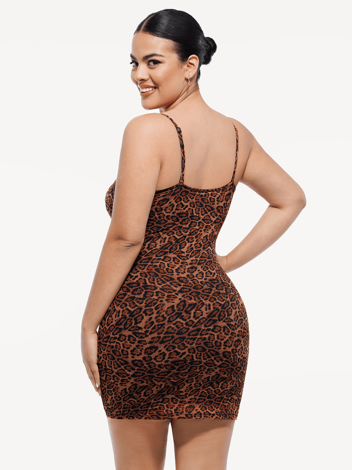 Shapewear Mesh Tummy Control Adjustable Strap Slip Dress - Modefluss