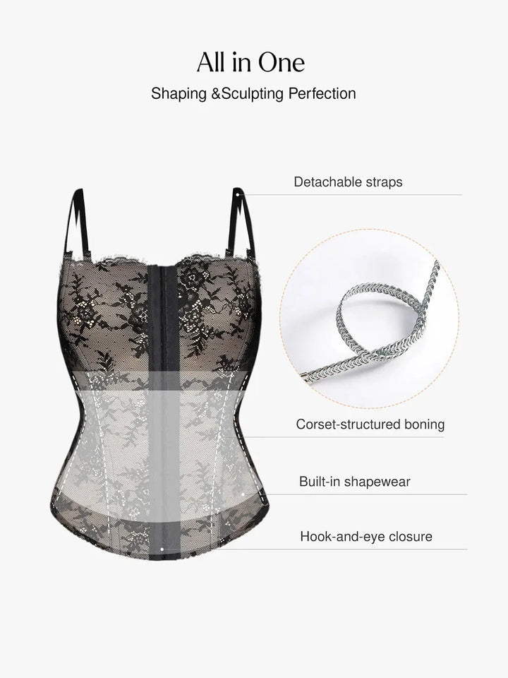 Shapewear Sculpting Leopard Mesh Detachable Strap Corset Top - Modefluss