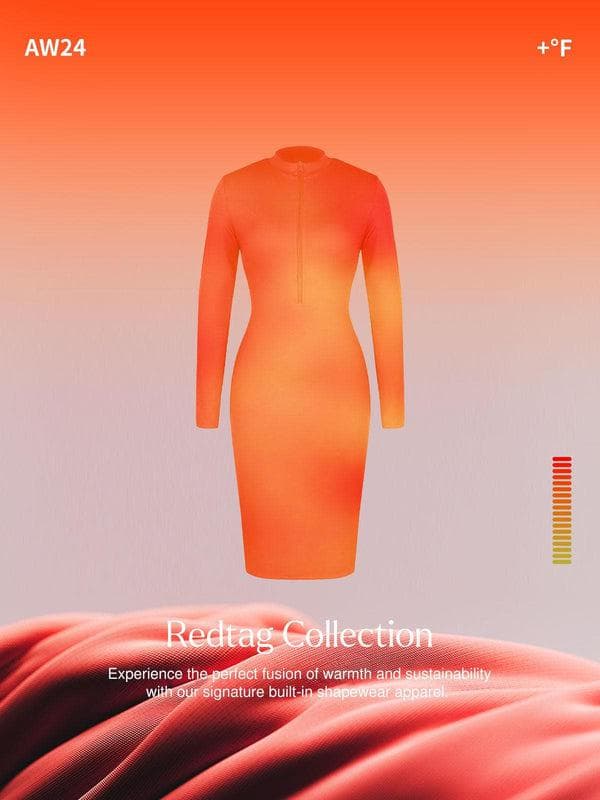 Redtag Thermal Shapewear Long Sleeve Mock Neck Midi Dress - Modefluss